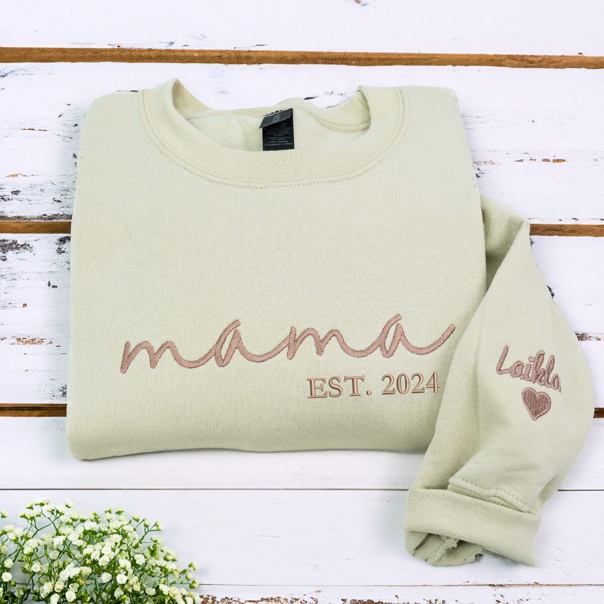 Personalized Embroidered Mama Sweatshirt with Custom KidsNames