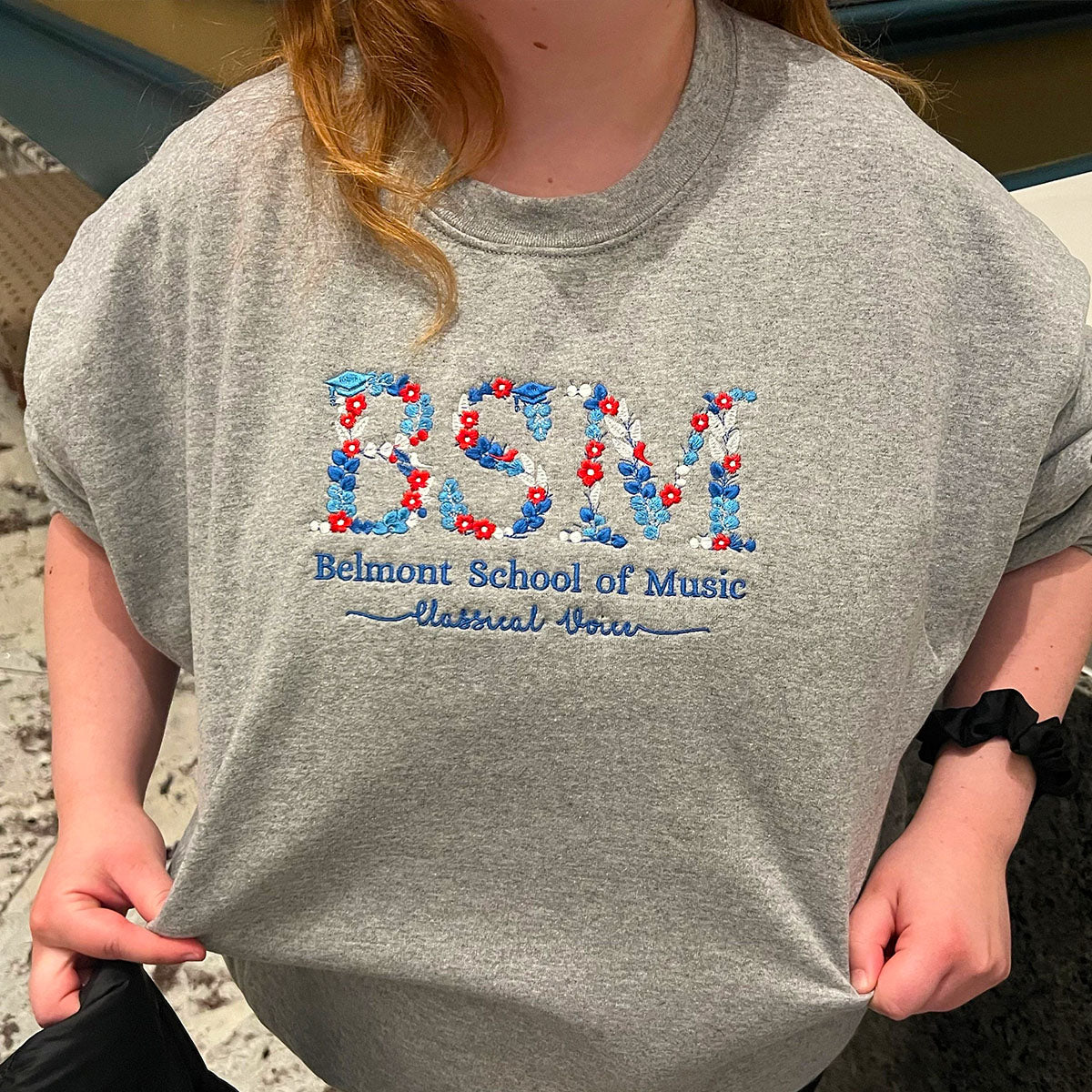 Embroidered Flower Letter Sweatshirt for University Fans