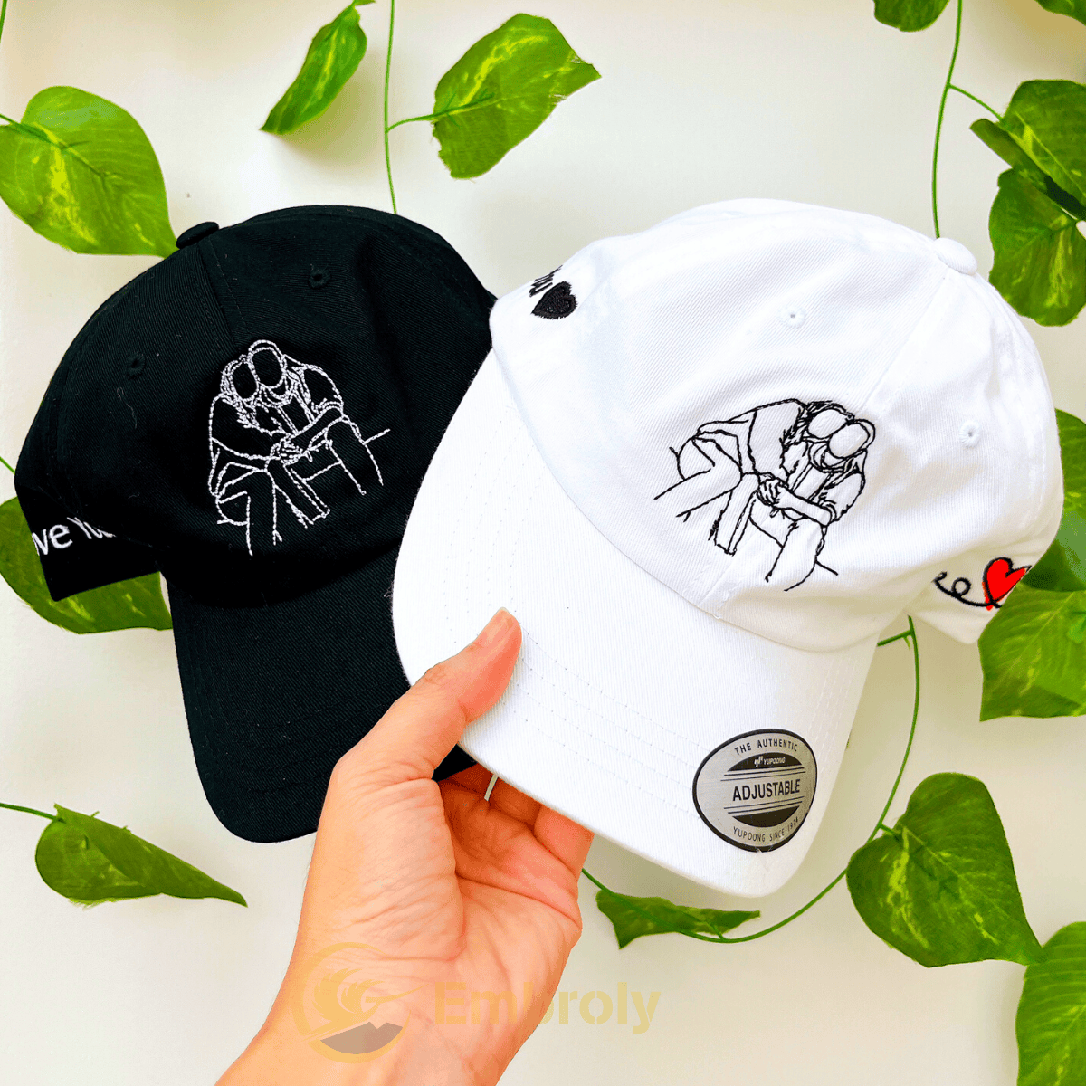Personalized Embroidered Couple Hat with Name Embroidery