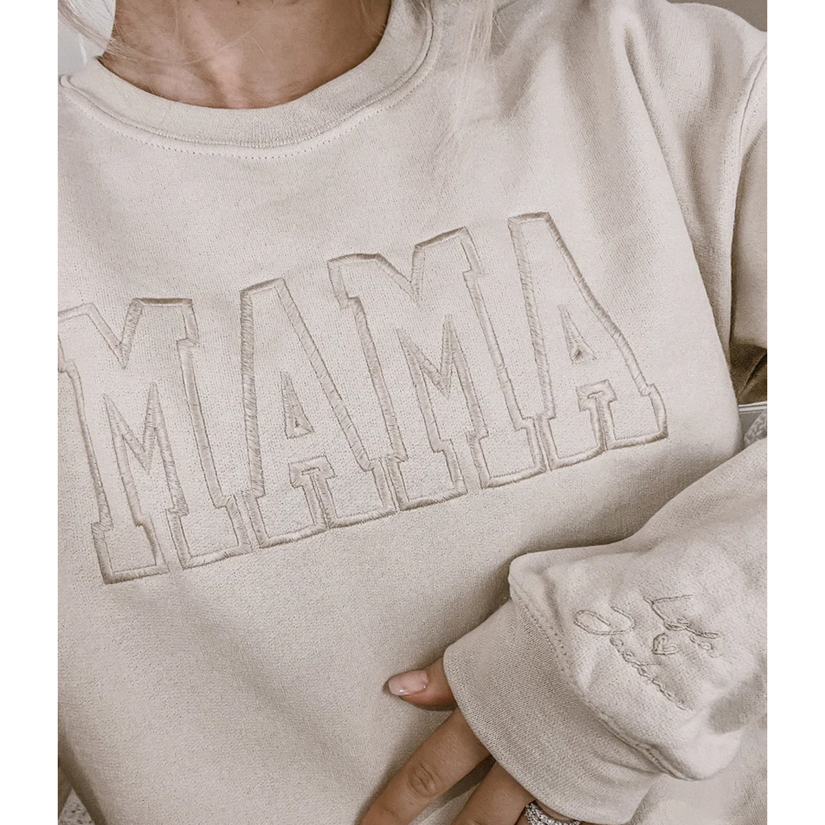 Personalized Mama Varsity Sweatshirt - Custom Embroidery