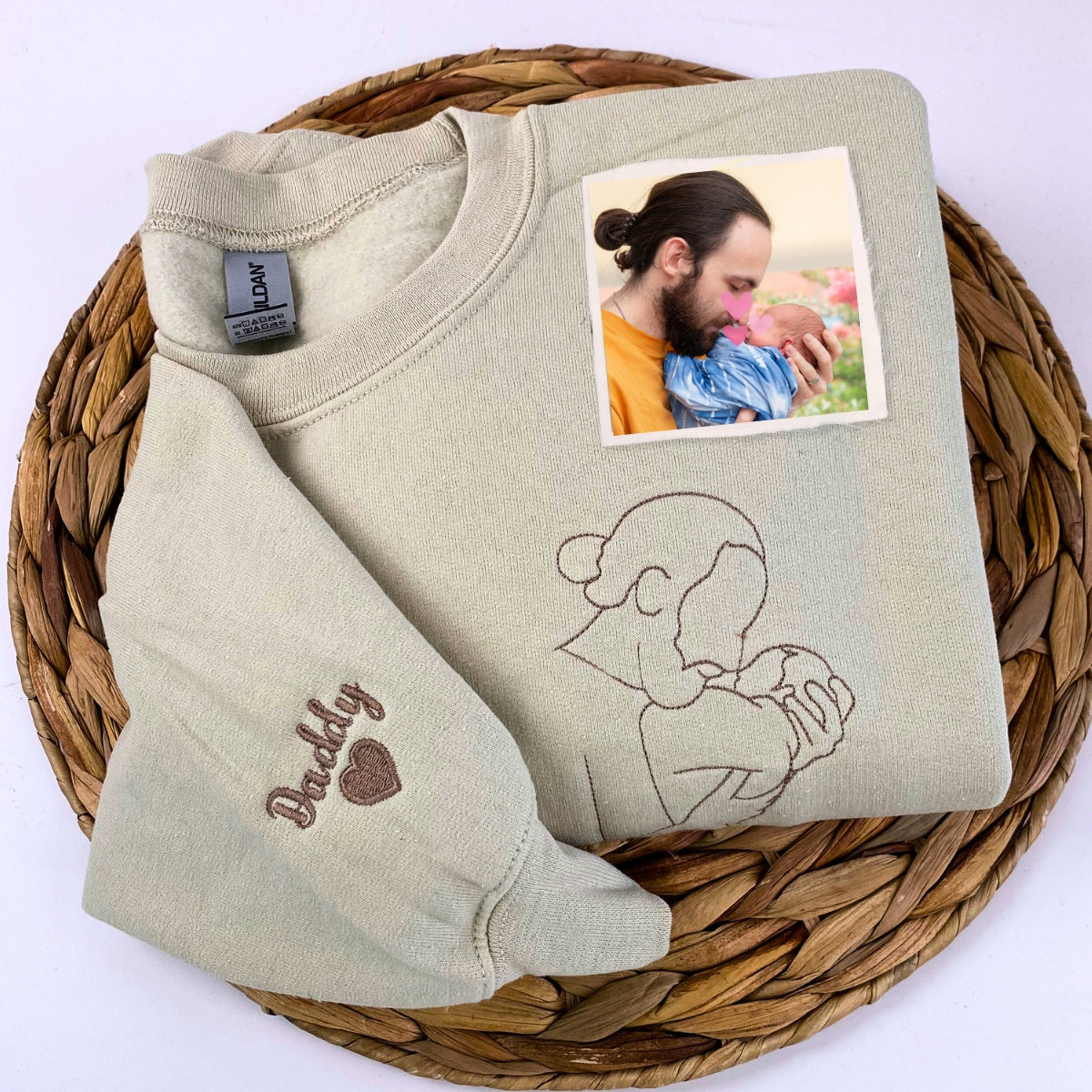 Personalized Photo Embroidered Crewneck Sweatshirt | Custom Dad Gift