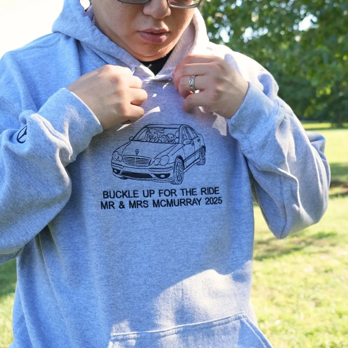 Custom Car Embroidered Hoodie - Personalized Gift for Car Enthusiasts