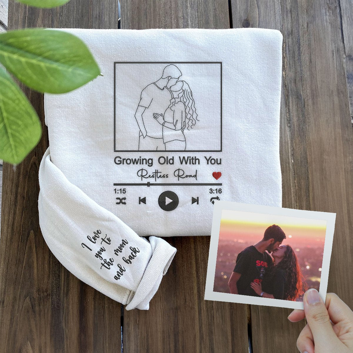 Personalized Embroidered Playlist Hoodie - Custom Song Photo Design