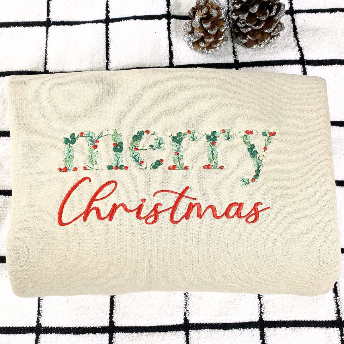 Embroidered Merry Christmas Sweatshirt