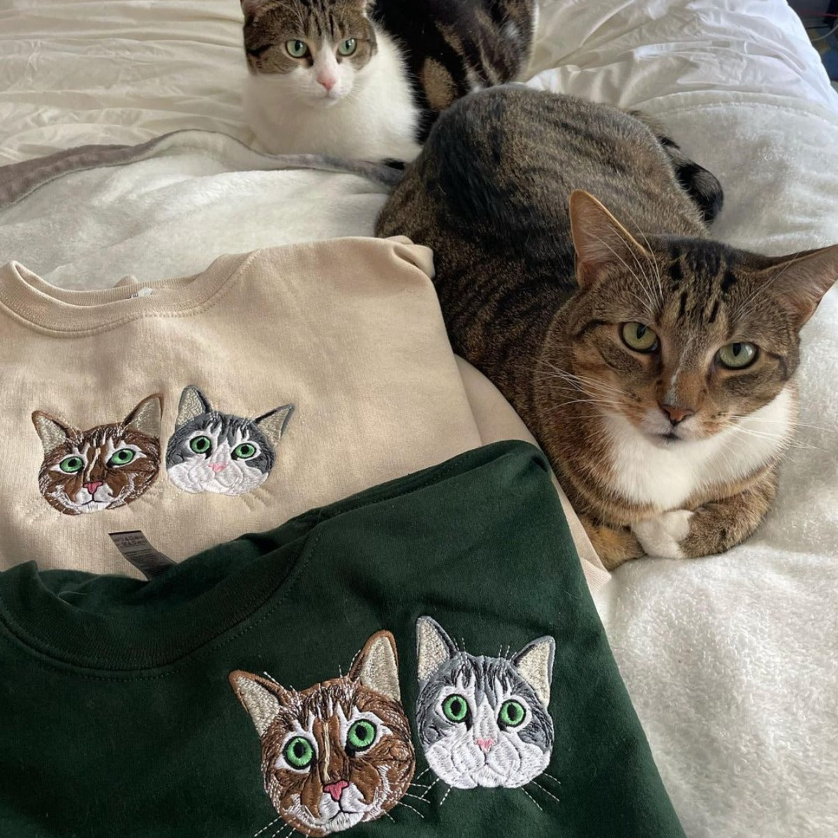 Custom Embroidered Pet Portrait Sweatshirt | Premium Pet Keepsake