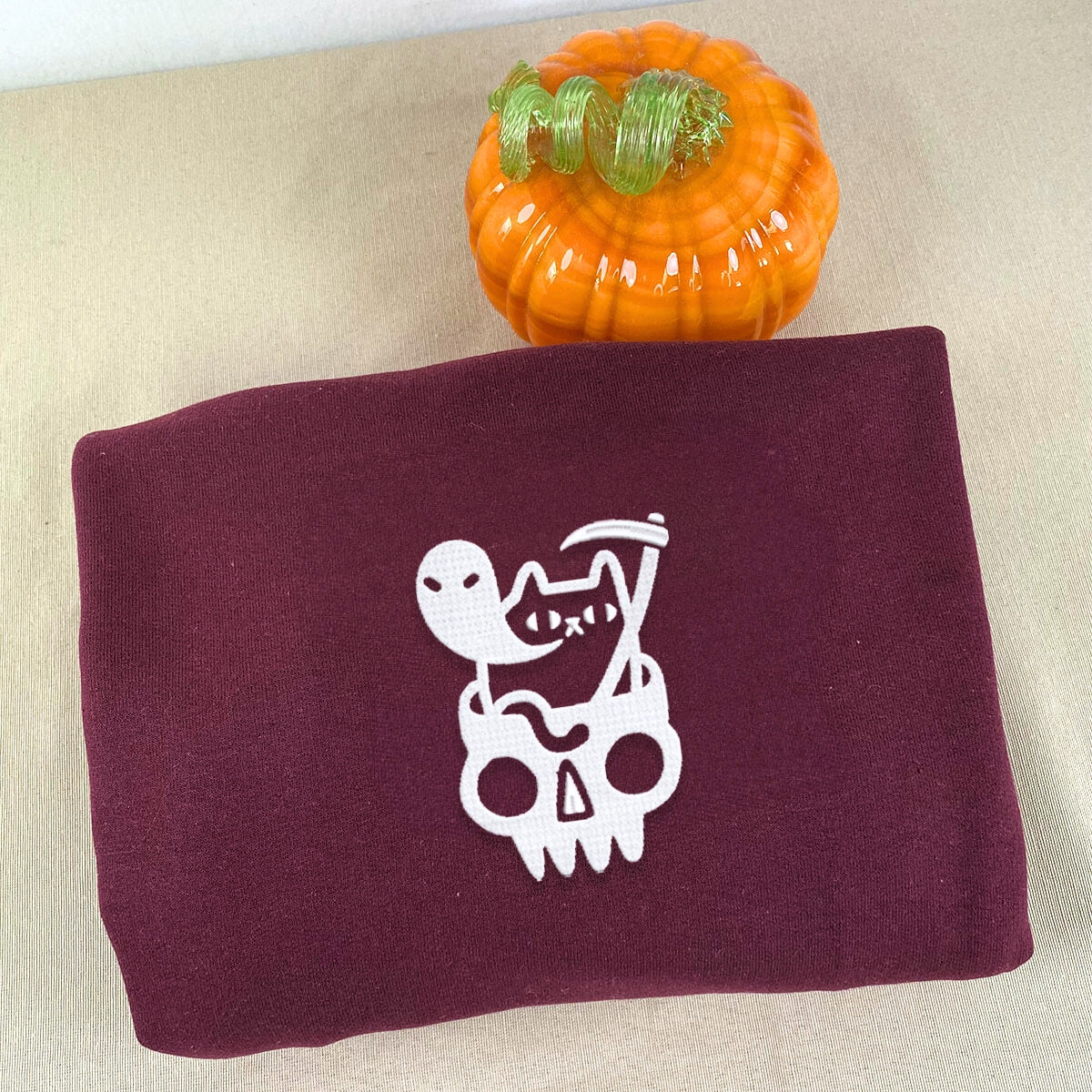Embroidered Doom Cat Halloween Sweatshirt & Hoodie in Various Colors