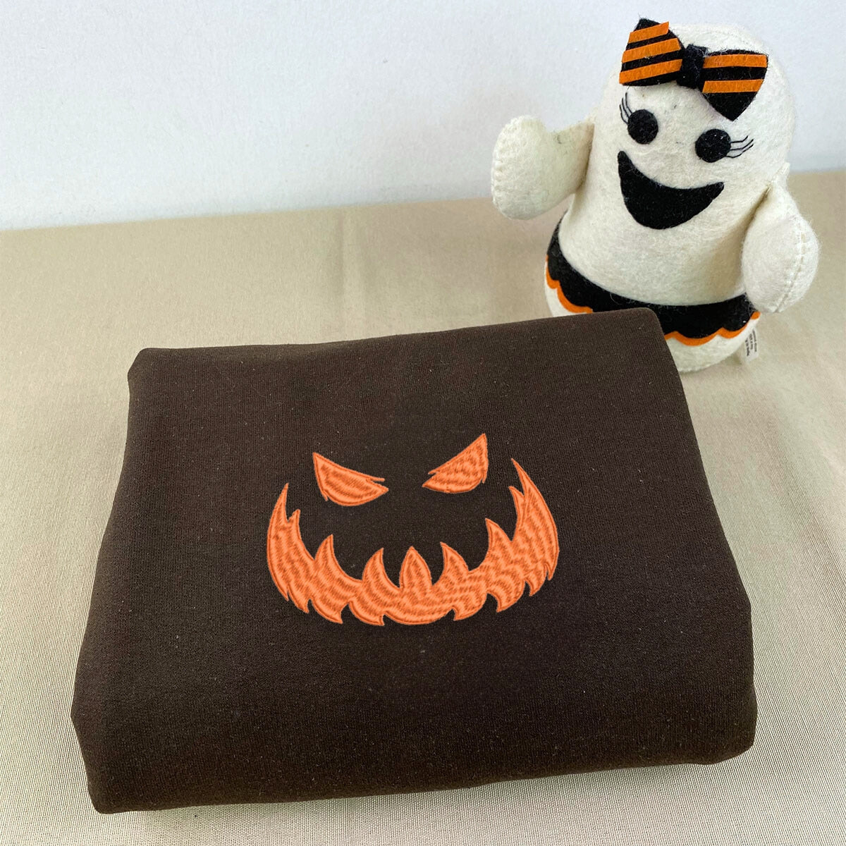 Spooky Jack OLantern Halloween Embroidered Sweatshirt & Hoodie