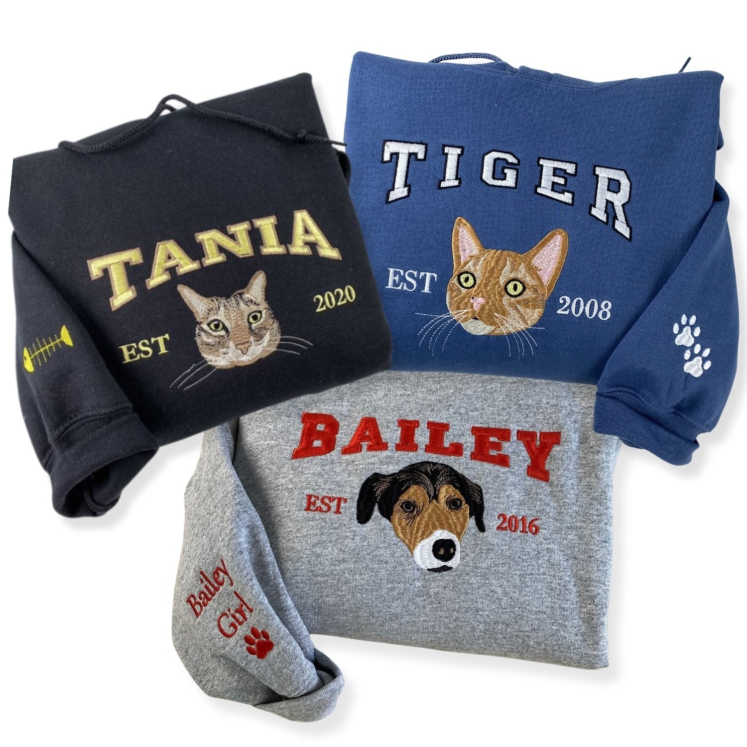 Custom Pet Portraits Embroidered Sweatshirt & Hoodie for Dog Lovers