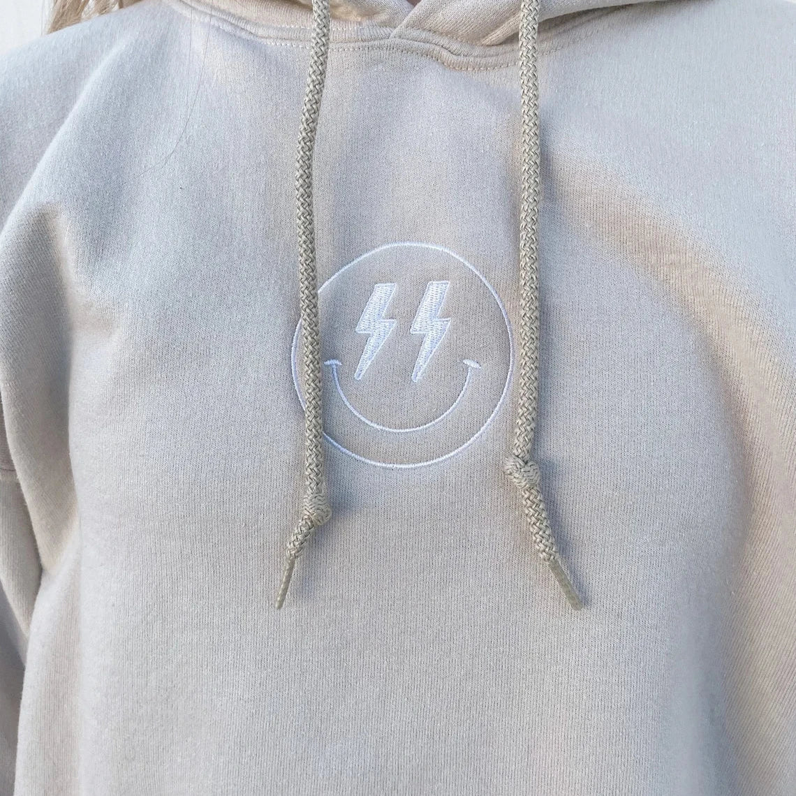 Trendy Smiley Face Embroidered Hoodie Womens Sweatshirt