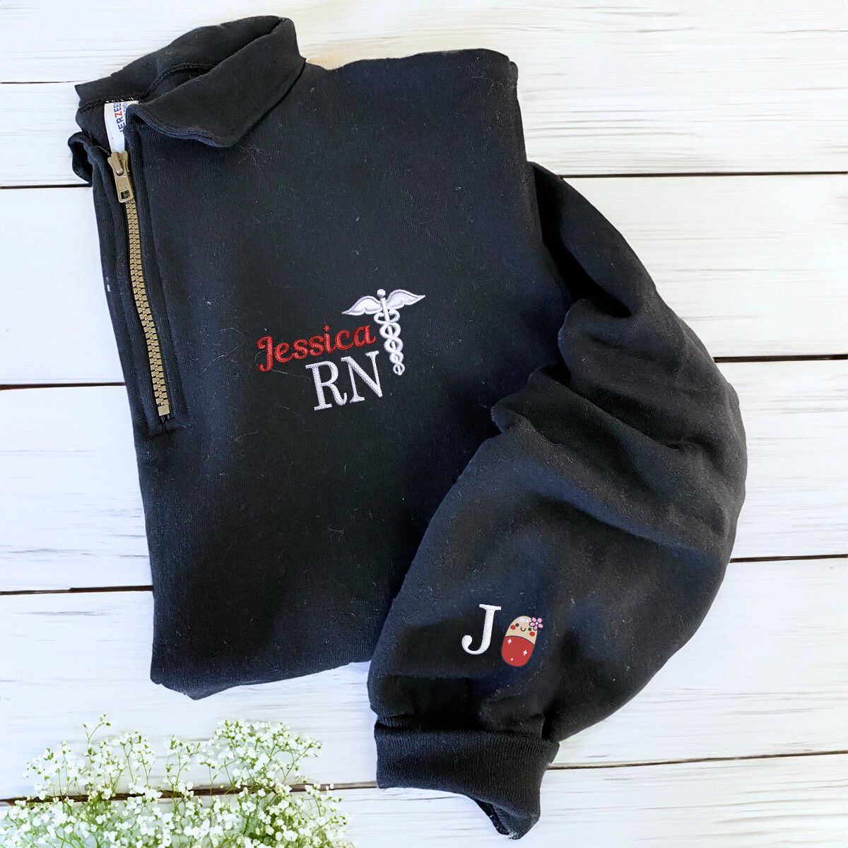 Custom Nurse Quarter-Zip Sweatshirt - Personalized Comfort & Style
