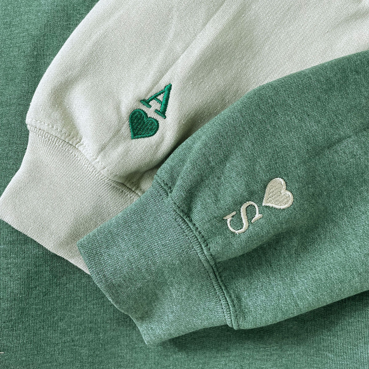 Heart Embroidered CouplesSweatshirt, Personalized Initials & Heart Design
