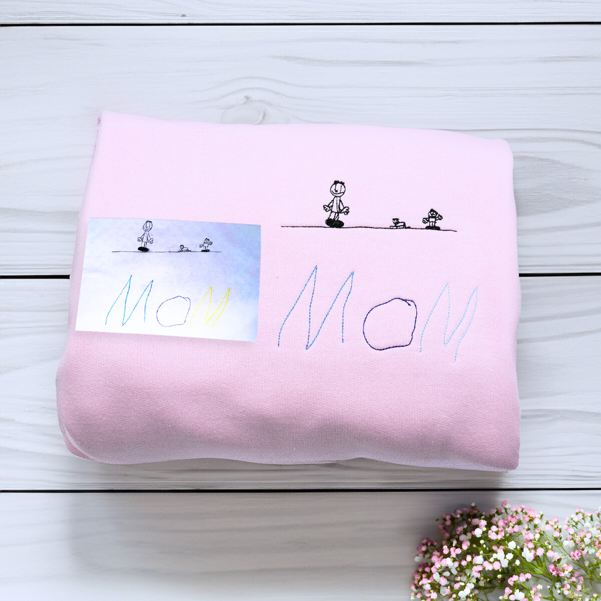 Personalized Childrens Drawing Embroidered Hoodie | Thoughtful Moms Gift