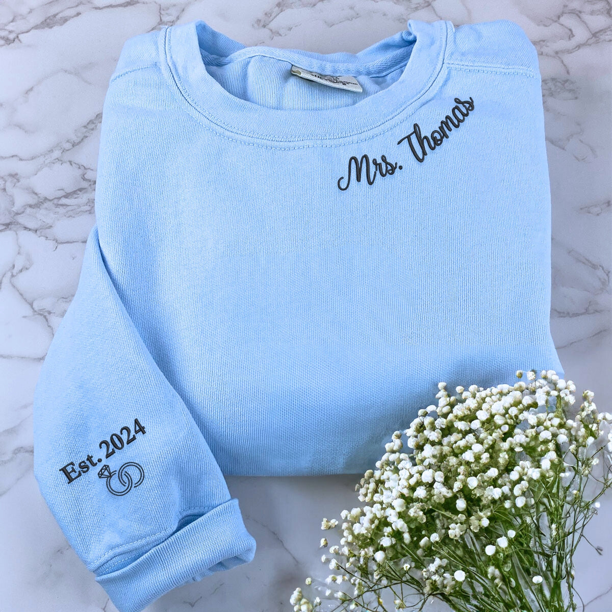 Custom Embroidered Sweatshirt for Bride-to-Be, Personalized Gift
