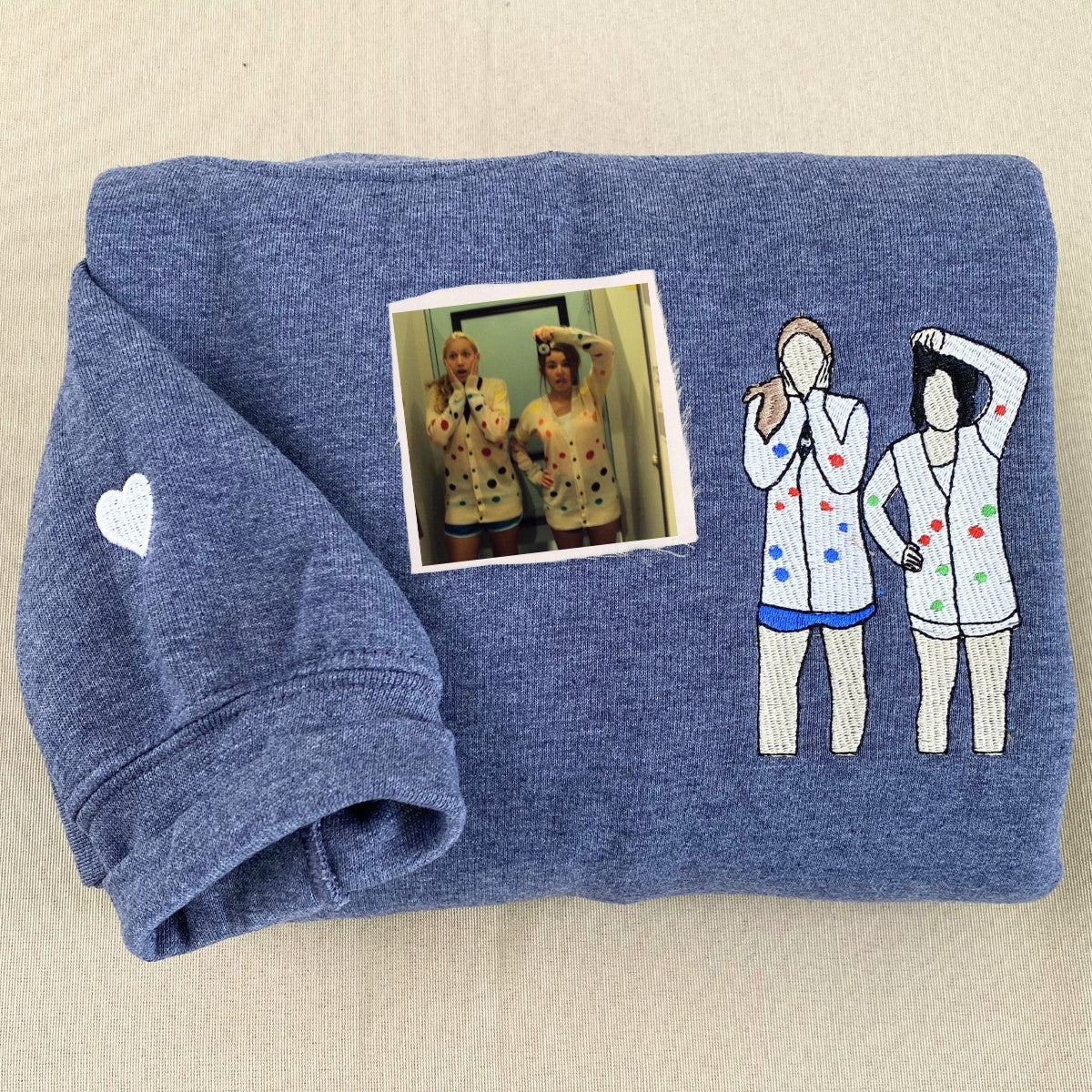 Custom Embroidered Best Friends Portrait Sweatshirt Set