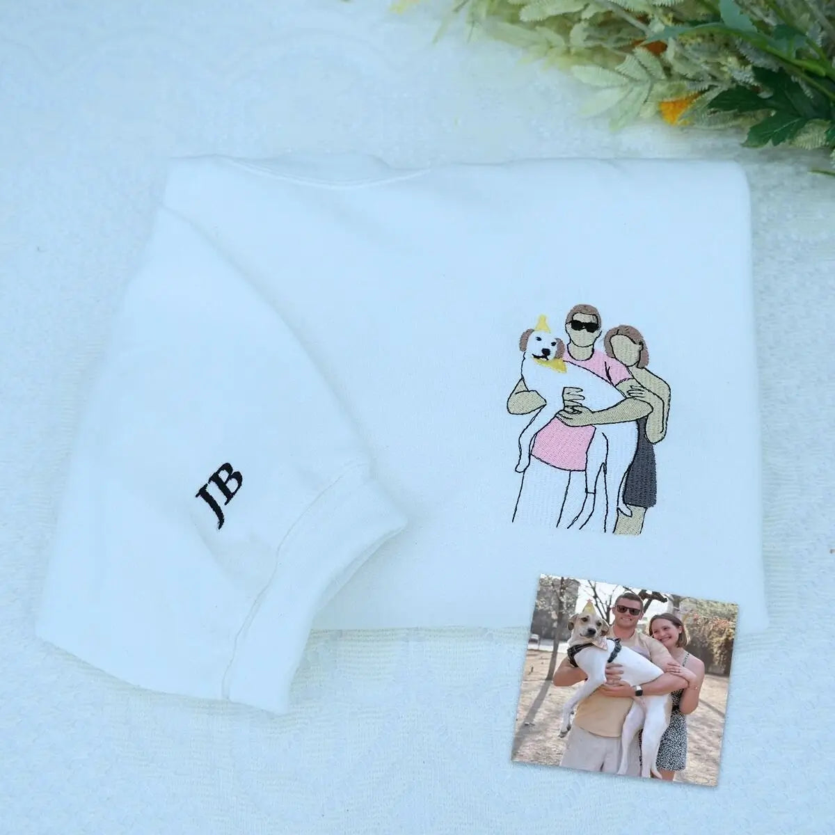 Custom Family Portrait Embroidered Hoodies, Personalized Matching Sweatshirt