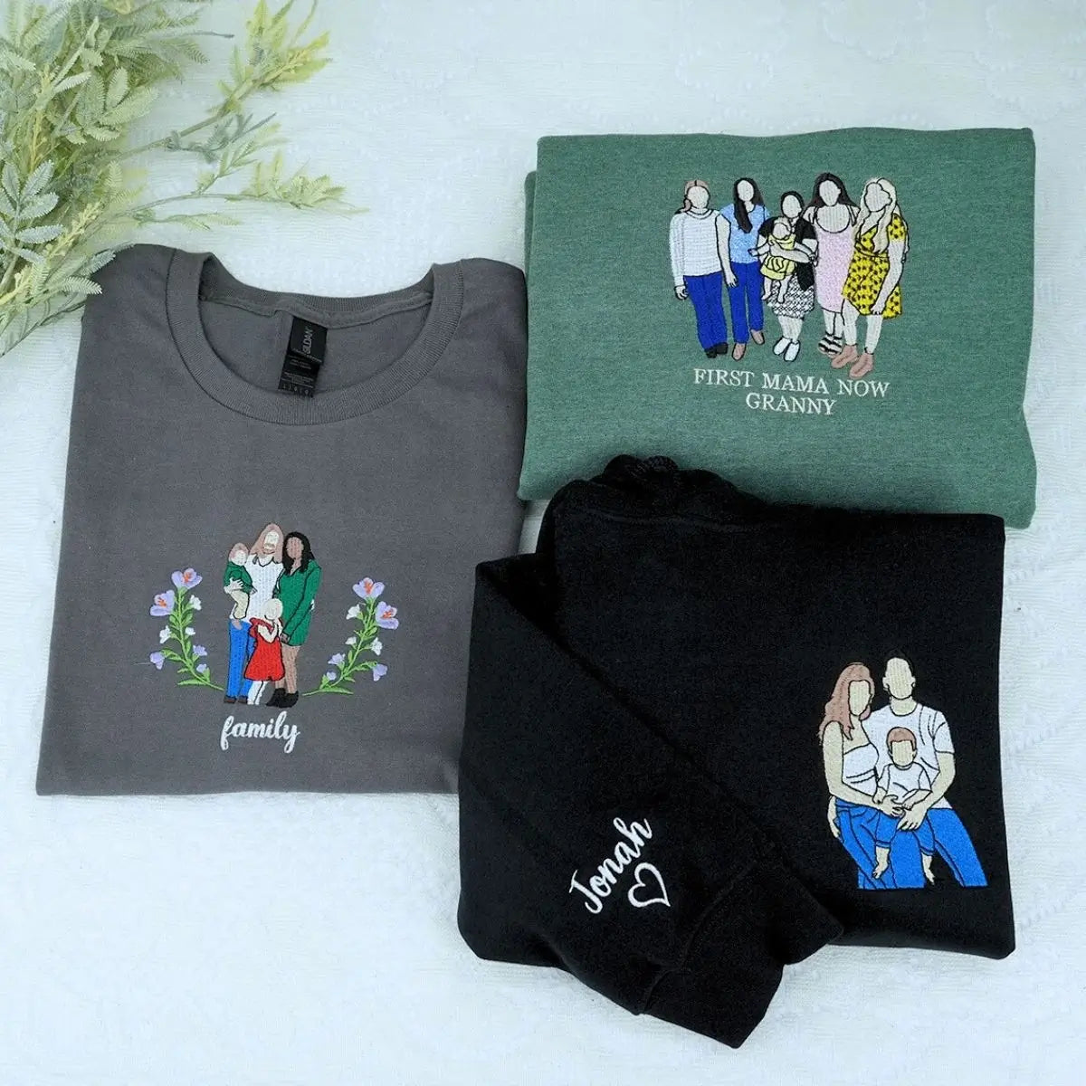 Custom Embroidered Family Portrait Hoodie - Personalized Keepsake