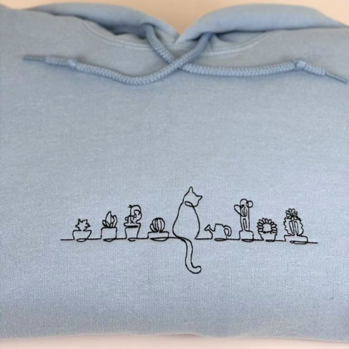Customized Feline and Botanical Print Sweatshirt