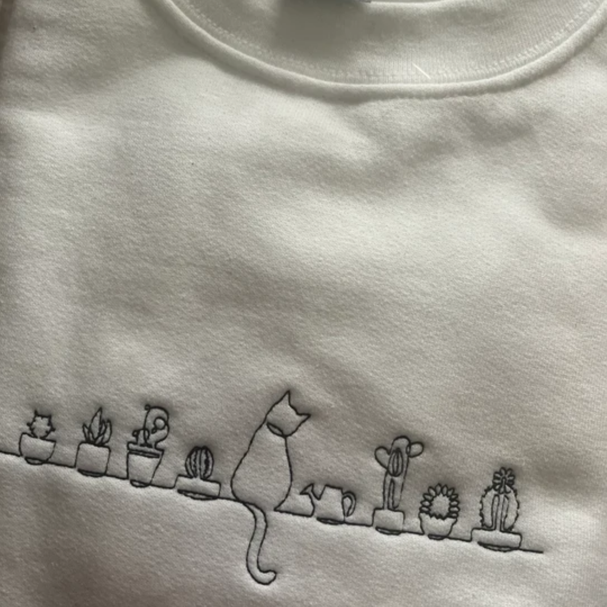 Customized Feline and Botanical Print Sweatshirt